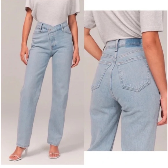 Abercrombie & Fitch High Rise Dad Jean Criss-Cross Crossover Waistband Size 26 - Picture 4 of 13